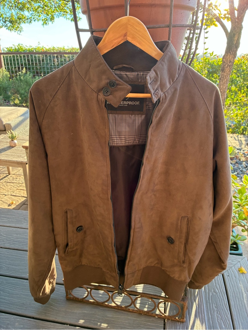 Weatherproof Brown Suede Men's Bomber Jacket
